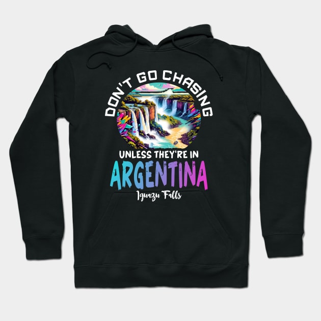 Funny Argentina Iguazu Falls Waterfall Pun Psychedelic Art Hoodie by Sambastyles